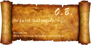 Oriold Balambér névjegykártya